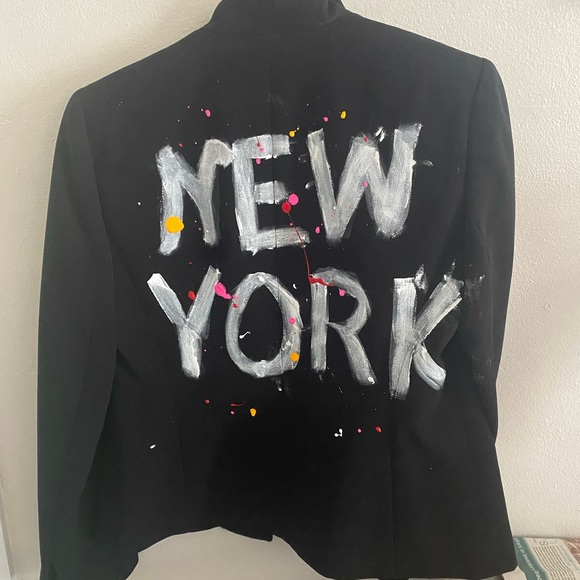Jackets & Blazers - Hand-painted black short blazer